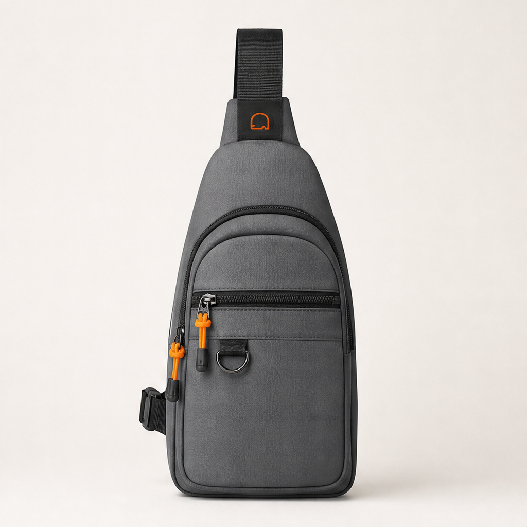 Navy Sling Bag | Waterproof Multi-Pocket Crossbody Bag - Anti-Theft Chest Bag for Men & Women Grey