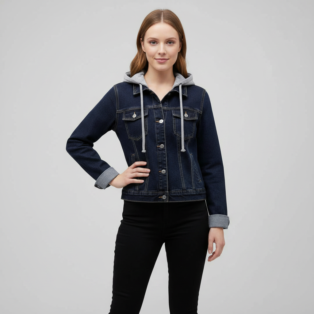 Denim Jacket with Removable Hood | Women's Jacket