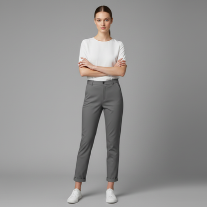 Elegant High Waist Women's Trousers | Office Wear