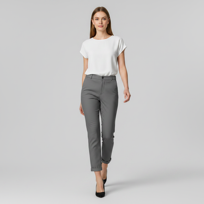 Elegant High Waist Women's Trousers | Office Wear