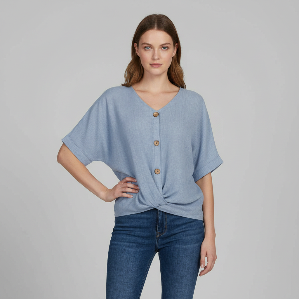 Elegant V-Neck Blouse | Women's Long Sleeve Top
