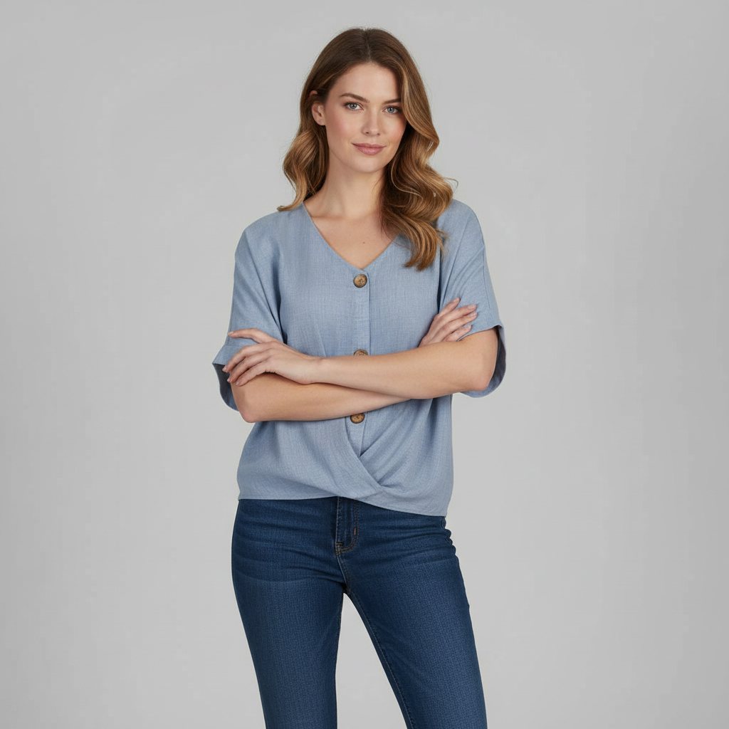 Elegant V-Neck Blouse | Women's Long Sleeve Top