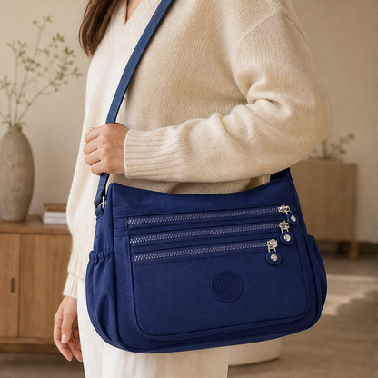Navy Nylon Crossbody Bag | Lightweight Multi-Pocket Shoulder Bag for Women - Water-Resistant lifestyle