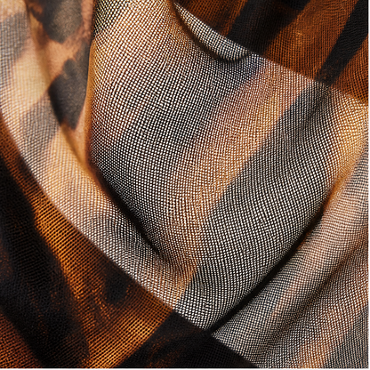 Brown Tiger Print Shawl Top & Skirt Set | Asymmetric One-Shoulder Two-Piece - Sheer Mesh Evening Wear detail