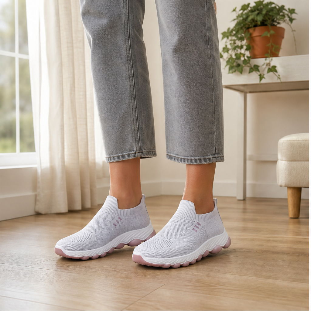 Aveline Women's Slip-On Breathable Mesh Walking Shoes - Lightweight Wide-Fit Trainers lifestyle