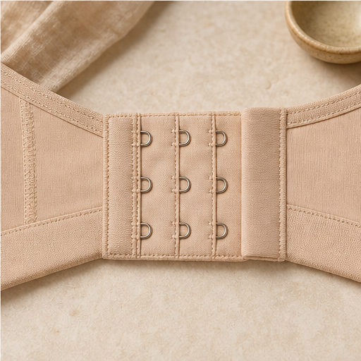 Nude Wireless Posture Corrector Bra | Front Closure Support Bra - Cross-Back Straps, No Underwire features