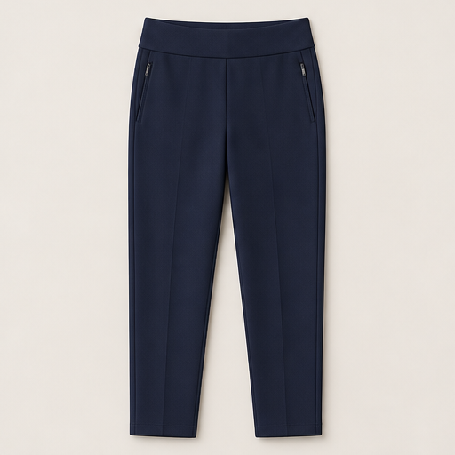 Black High-Waisted Cargo Pants | Tummy Control Stretch Trousers - Zip Pockets, Tapered Leg Navy