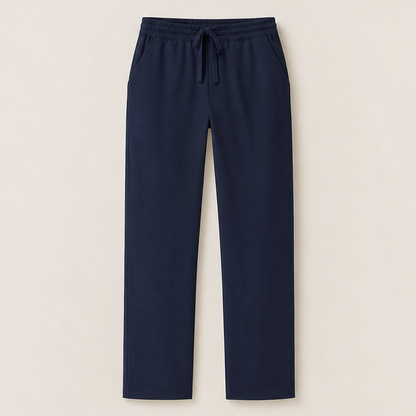 Black High Waist Stretch Trousers | Casual Wide Leg Pants for Women - Elasticated Drawstring Waist Navy