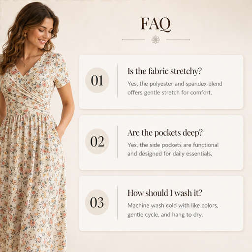 Floral Print Midi Dress | V-Neck Wrap Front with Pockets - Flattering Waist Tie Sundress features