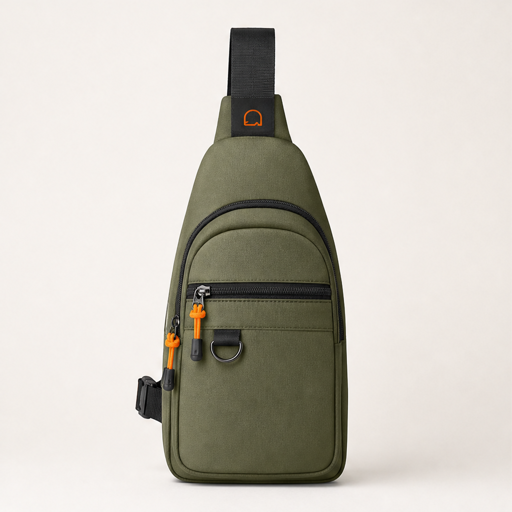 Navy Sling Bag | Waterproof Multi-Pocket Crossbody Bag - Anti-Theft Chest Bag for Men & Women Olive