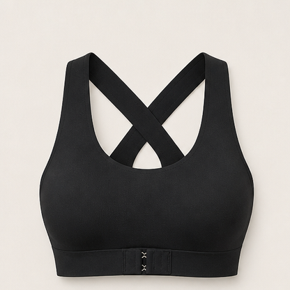 Nude Wireless Posture Corrector Bra | Front Closure Support Bra - Cross-Back Straps, No Underwire Black