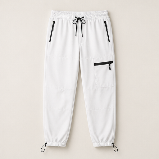 Navy Quick Dry Trekking Pants | Women's Hiking Joggers - Zip Pockets, Elastic Waist White
