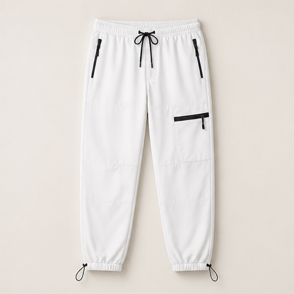 Navy Quick Dry Trekking Pants | Women's Hiking Joggers - Zip Pockets, Elastic Waist White