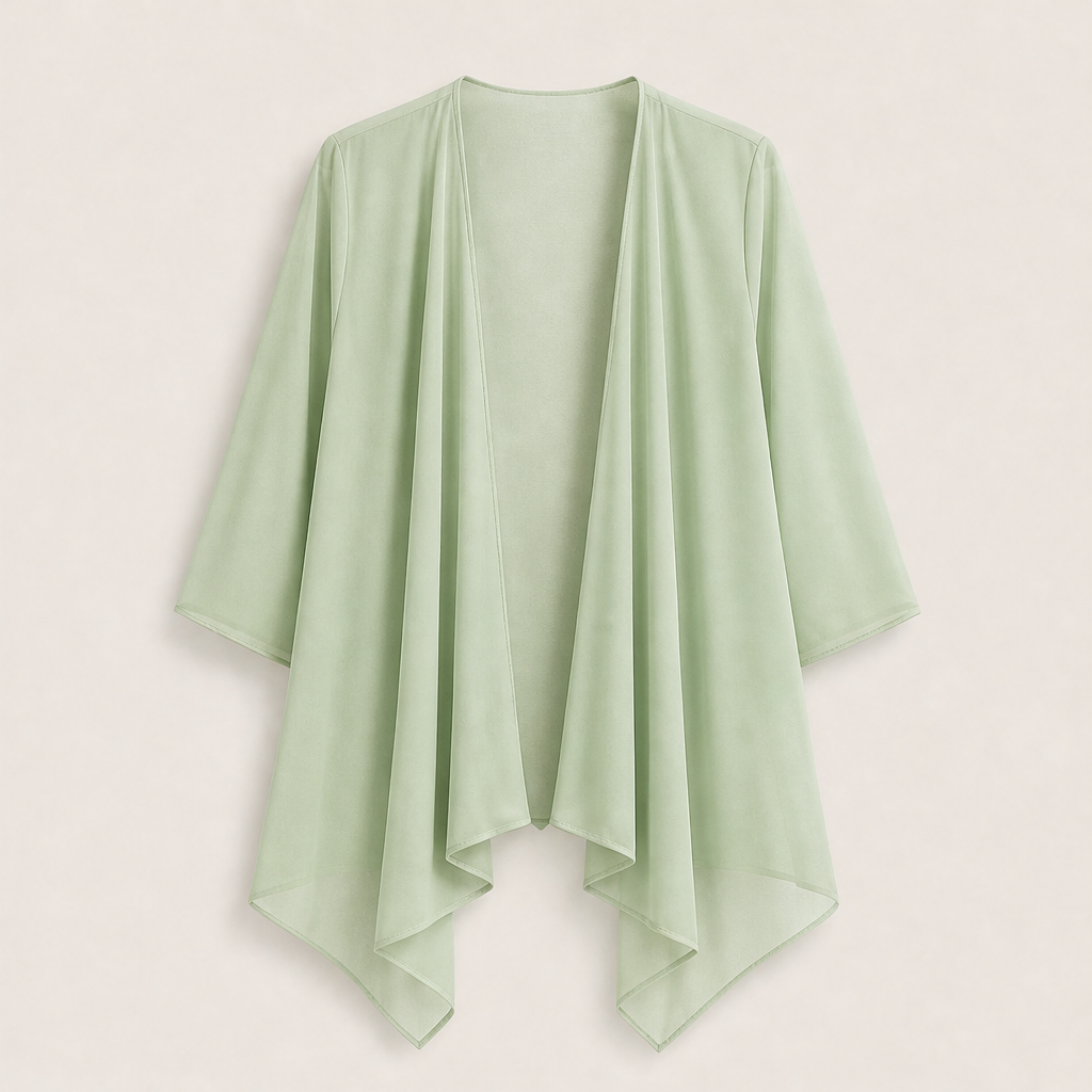 Black Chiffon Cardigan | Lightweight Open Front Cover-Up - Waterfall Drape for Women Sage Green
