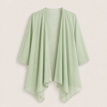 Black Chiffon Cardigan | Lightweight Open Front Cover-Up - Waterfall Drape for Women Sage Green
