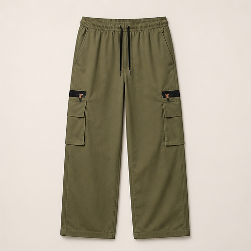 Khaki Cargo Trousers | Relaxed Fit Stretch Utility Pants - Women's Wide Leg with Pockets Olive