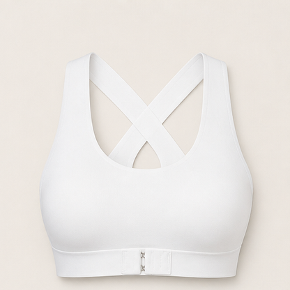 Nude Wireless Posture Corrector Bra | Front Closure Support Bra - Cross-Back Straps, No Underwire White