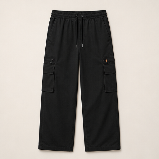 Khaki Cargo Trousers | Relaxed Fit Stretch Utility Pants - Women's Wide Leg with Pockets Black