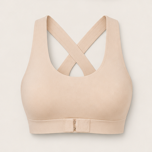 Nude Wireless Posture Corrector Bra | Front Closure Support Bra - Cross-Back Straps, No Underwire Nude