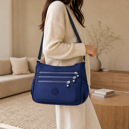 Navy Nylon Crossbody Bag | Lightweight Multi-Pocket Shoulder Bag for Women - Water-Resistant lifestyle