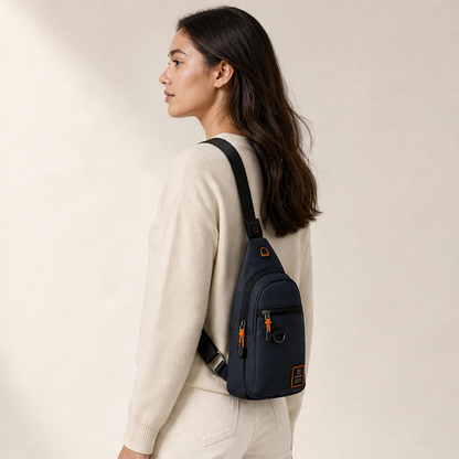Navy Sling Bag | Waterproof Multi-Pocket Crossbody Bag - Anti-Theft Chest Bag for Men & Women lifestyle