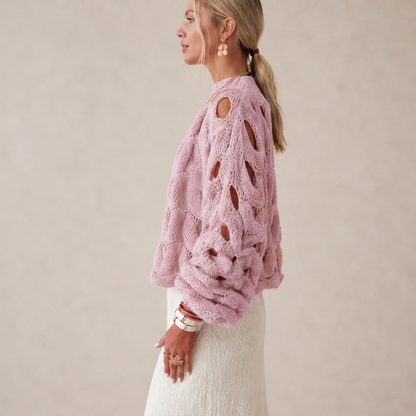Black Cable Knit Jumper | Boho Hollow Out Balloon Sleeve Sweater - Oversized Spring Autumn Layer lifestyle