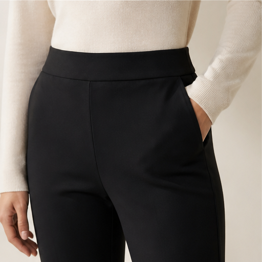 Black High-Waisted Ankle Trousers | Fitted Zip-Pocket Stretch Trousers for Women lifestyle