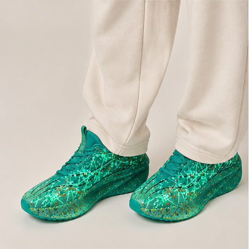 Black Glow-in-the-Dark Splatter Sneakers | Luminous Casual Trainers - Breathable Mesh lifestyle