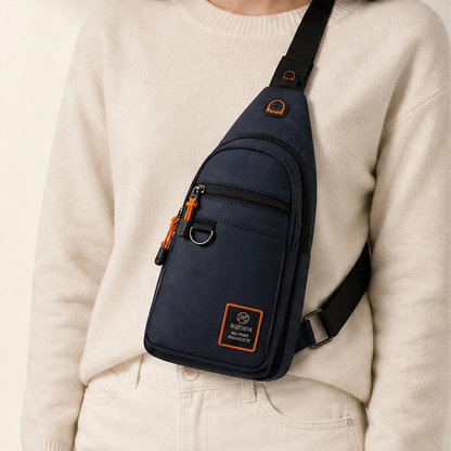 Navy Sling Bag | Waterproof Multi-Pocket Crossbody Bag - Anti-Theft Chest Bag for Men & Women lifestyle