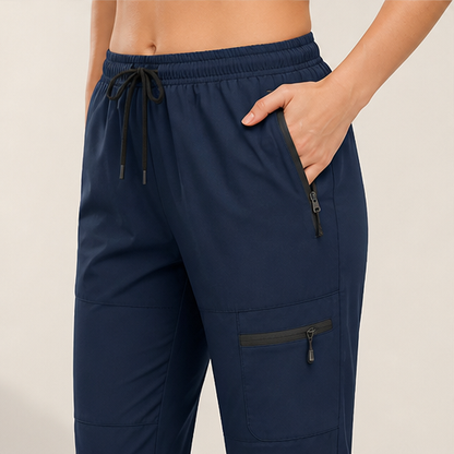 Navy Quick Dry Trekking Pants | Women's Hiking Joggers - Zip Pockets, Elastic Waist lifestyle