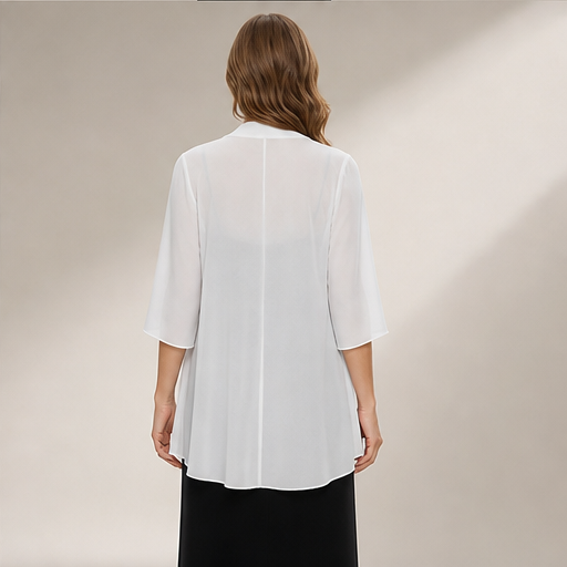 Black Chiffon Cover-Up | Lightweight Open-Front Cardigan - 3/4 Sleeve Layering Jacket lifestyle