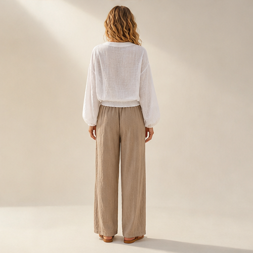 White Sheer Sun Protection Shirt | Lightweight V-Neck Cover-Up - Lantern Sleeve Cropped Jacket lifestyle