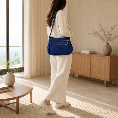 Navy Nylon Crossbody Bag | Lightweight Multi-Pocket Shoulder Bag for Women - Water-Resistant lifestyle