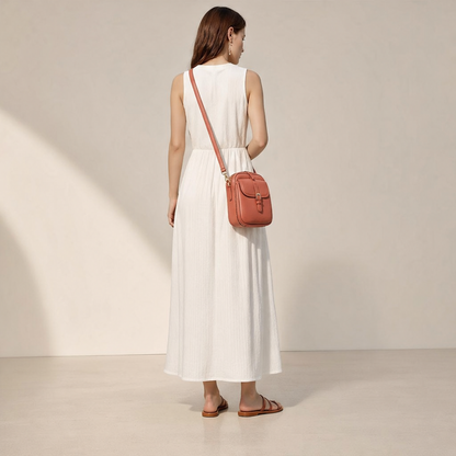Terracotta Crossbody Leather Bag | Women's Shoulder Bag with Adjustable Strap - Multi-Pocket Design lifestyle