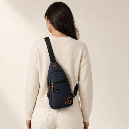 Navy Sling Bag | Waterproof Multi-Pocket Crossbody Bag - Anti-Theft Chest Bag for Men & Women lifestyle