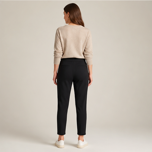 Black High-Waisted Cargo Pants | Tummy Control Stretch Trousers - Zip Pockets, Tapered Leg lifestyle