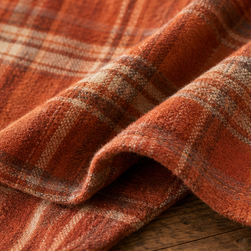 Rust Plaid Flannel Shacket | Hooded Sherpa-Lined Jacket for Women - Thick Checked Coat detail