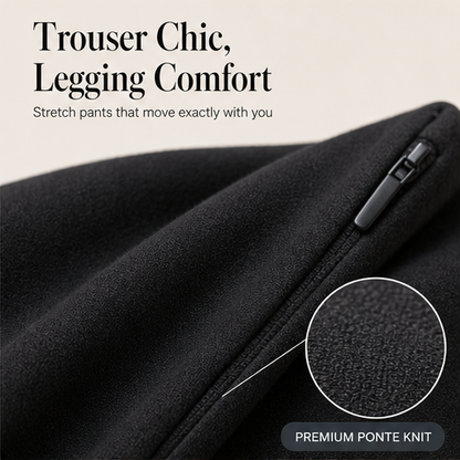 Black High-Waisted Cargo Pants | Tummy Control Stretch Trousers - Zip Pockets, Tapered Leg features