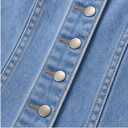 Denim Wide Leg Jumpsuit | Spaghetti Strap Button-Front Style - High Waist for Women detail