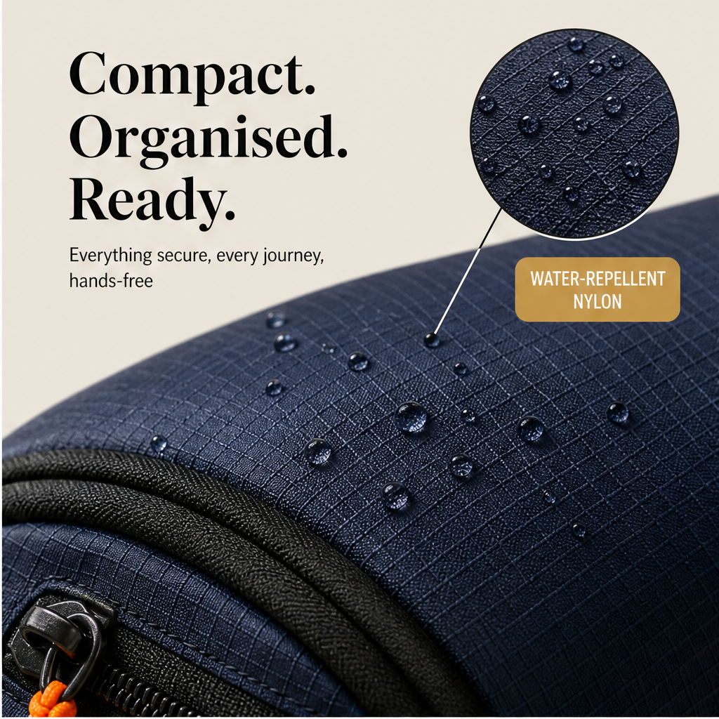 Navy Sling Bag | Waterproof Multi-Pocket Crossbody Bag - Anti-Theft Chest Bag for Men & Women features