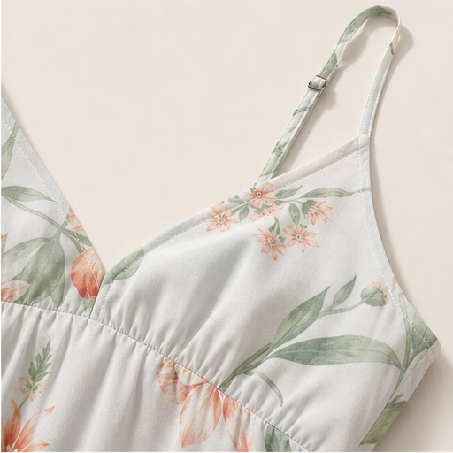 Coral Floral Swing Dress | Two-Piece Maxi Dress with Chiffon Cover-Up - Lace Detail detail