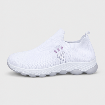 Aveline Women's Slip-On Breathable Mesh Walking Shoes - Lightweight Wide-Fit Trainers White