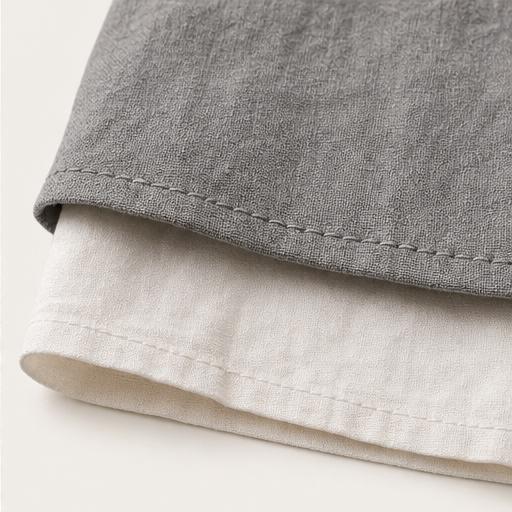 Grey Sleeveless Midi Dress | Fake 2-Piece Linen Blend A-Line - Mock Layered Hem with Pockets detail