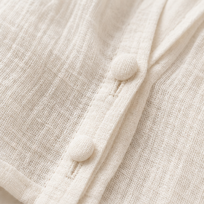 White Sheer Sun Protection Shirt | Lightweight V-Neck Cover-Up - Lantern Sleeve Cropped Jacket detail