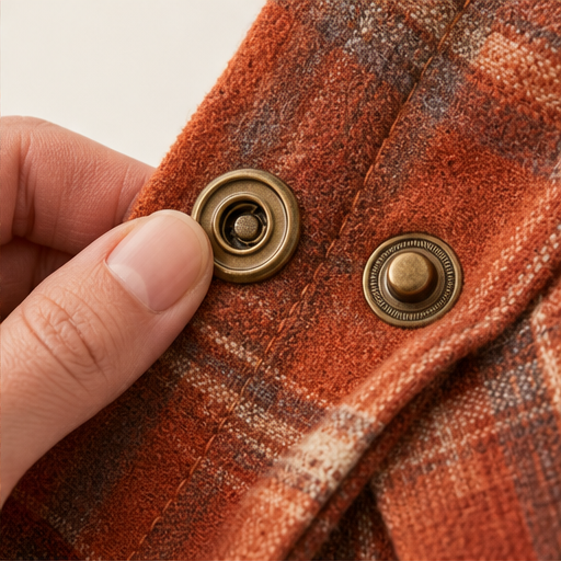 Rust Plaid Flannel Shacket | Hooded Sherpa-Lined Jacket for Women - Thick Checked Coat detail