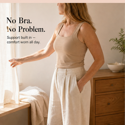 Aveline Women's Built-In Bra Square Neck Tank Top - Wire-Free Shaping Camisole with Comfort Support features