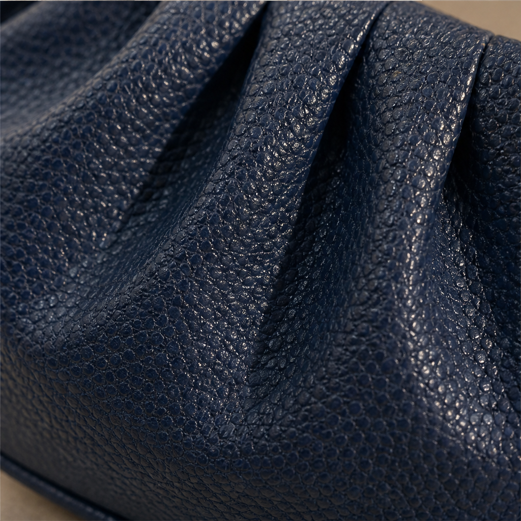 Marlowe Women's Ruched Top-Handle Faux Leather Mini Clutch Handbag - Pebbled Grain Crossbody Bag features