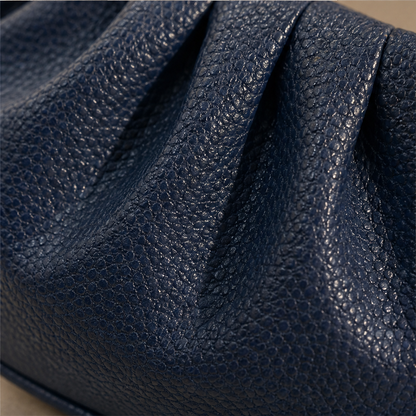 Marlowe Women's Ruched Top-Handle Faux Leather Mini Clutch Handbag - Pebbled Grain Crossbody Bag features