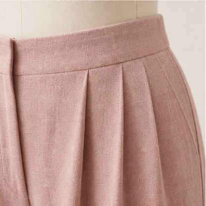 Pink Blazer and Trouser Set | Women's Two-Piece Suit - Tailored Wide Leg Workwear detail