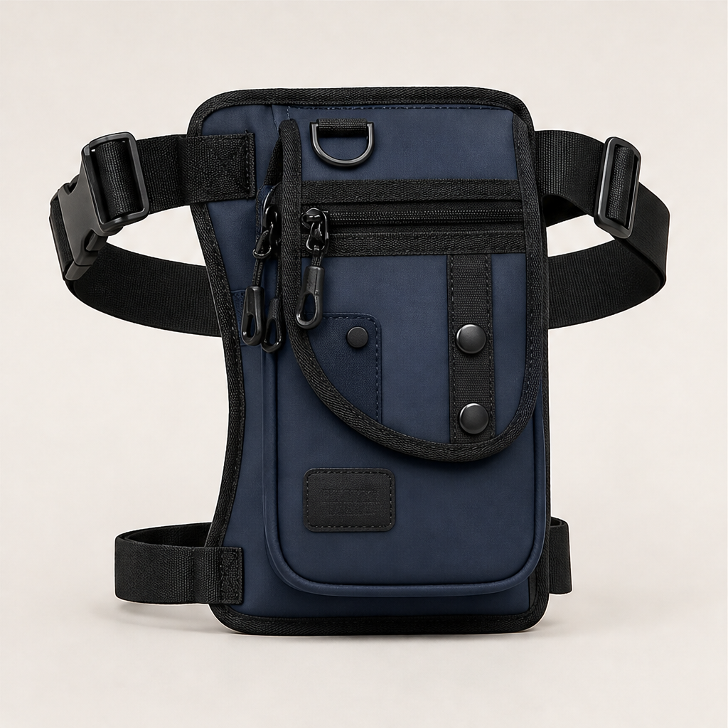 Black Leg Bag | Oxford Fabric Utility Thigh Bag for Travel - Adjustable Waist & Leg Straps Navy